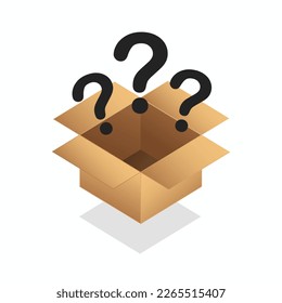 Mystery Box Open Vector design with question mark Pop up and shadow flat art illustration asset perfect for online marketplace element ready to use free editable