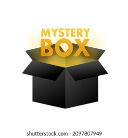 Mystery box. Packaging for concept design. Surprise present. Package design. Help symbol. Question mark icon. Vector stock illustration.