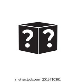 Mystery Box with Question Mark Silhouette Icon. Vector.