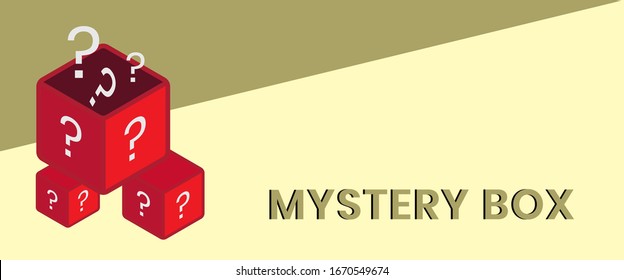Mystery box or random loot box and gift box for web banner