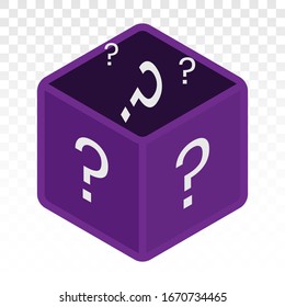 Mystery box or random loot box and gift box with line art vector icon for games and apps