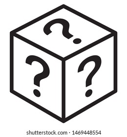 Mystery Box Or Random Loot Box Line Art Vector Icon For Games And Apps