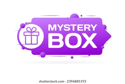 Signo de caja misteriosa. Plano, púrpura, icono de caja de regalo, signo de caja de misterio. Icono de vector