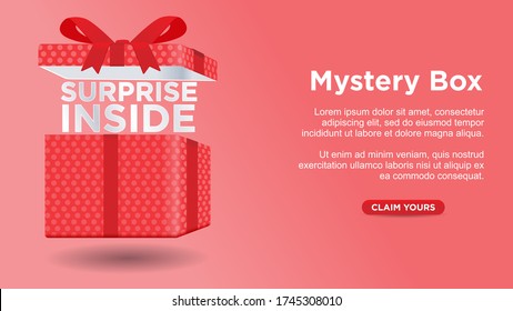 mystery box surprise inside custom web page concept vector illustration