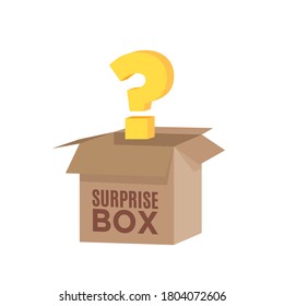 Mystery Box, Surprise Box, Open Box, Cardboard Box Vector Illustration Background
