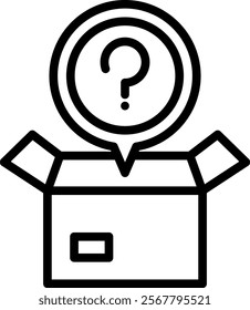 Mystery Box Vector Lineal Icon On White Background.