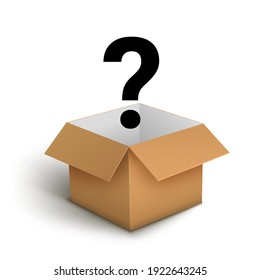 Mystery contest box, lucky prize present surprise secret. Mystery box gift question icon