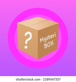 Mystery contest box, lucky prize present surprise secret. Mystery box gift question icon