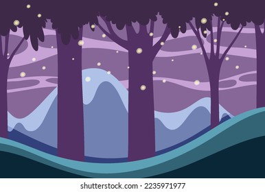 A mystery dark forest fairy tale scene illustration