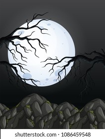 Mystery Dark Night Forest Background illustration