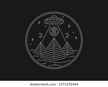 Mystery of Egypt neon glow vector illustration for any use