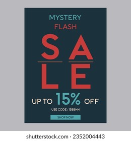 Mystery flash sale 15% off discount promotion poster