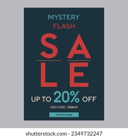 Mystery flash sale 20% off discount promotion poster