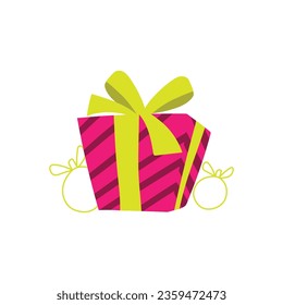 Mystery Gift Box with Cardboard Box Open Inside with a Question Mark, Lucky Gift or Other Surprise in Flat Cartoon Style Illustration
