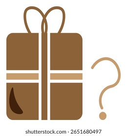 Mystery gift icon displaying a present box with a question mark, symbolizing surprise or unknown reward.