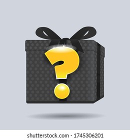 Mystery Gift Silhouette With Glowing Question Mark Vector Illustration