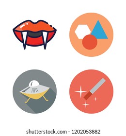 mystery icon set. vector set about vampire, ufo, magic wand and geometry icons set.