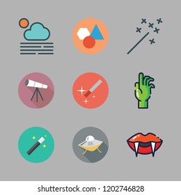 mystery icon set. vector set about ufo, telescope, zombie and magic wand icons set.