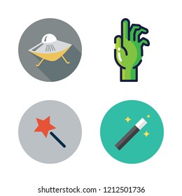 mystery icon set. vector set about magic wand, ufo and zombie icons set.