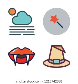 mystery icon set. vector set about vampire, magic wand, fogg and witch icons set.