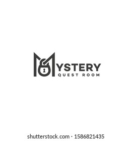 Mystery lettering logo design template with stylized letter M. Vector illustration.