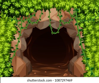 Mystery Mine Cave in Nature illustration