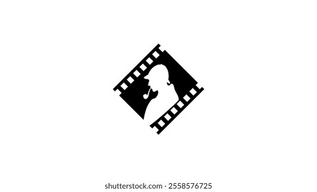 Mystery movie, black isolated silhouette