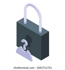 Mystery padlock icon isometric vector. Lock key. Secret password