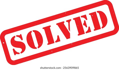Mystery Problem Solved Red Rubber Stamp Label Grunge Texture Effect
