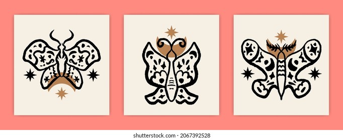 Mystery and Shamanic Poster Illustration of Butterfly