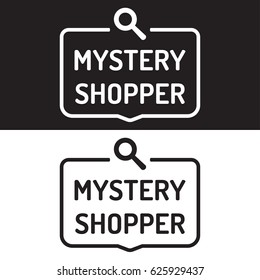 Mystery shopper. Badge icon. Flat vector illustration on white and black background.