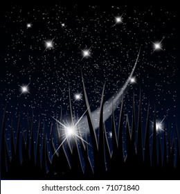 Mystery space background with bright stars fall down. EPS10 vector illustration