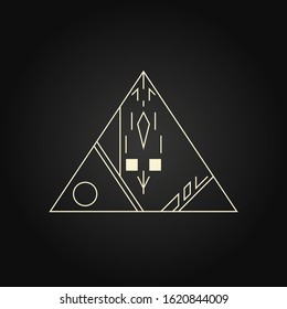 Mystery tribal illustration. Geometric shape, abstract art vector deco frame. Hipster trendy line style 1920 design. Luxury cover graphic poster brochure design. Elegant sign and icon.