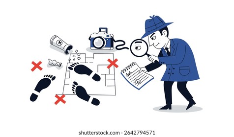 The Mystery Unfolds A Detective Investigates Clues at a Crime Scene Discovering Truth