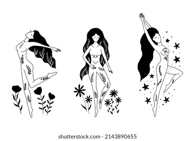Mystery women with floral composition set