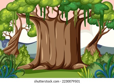 A mystery woods fairy tale scene illustration