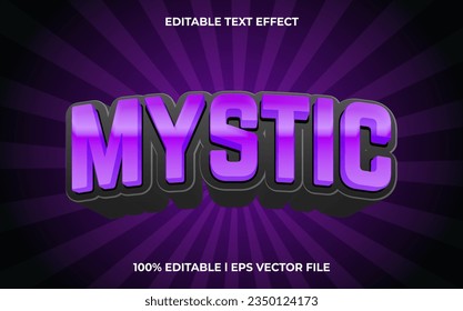 Mystic 3d text effect with dark theme. purple typography for products tittle