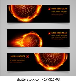 Mystic banners with orange flames for your design