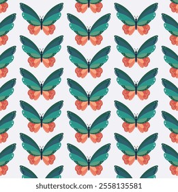 Mystic Boho insect and butterfly seamless pattern illustration featuring magical moth elements. Esoteric retro butterflies on a neutral colored background