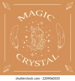 Logo místico del boho, elementos de diseño con luna, manos, estrella, ojo. Símbolos mágicos vectoriales aislados en fondo blanco