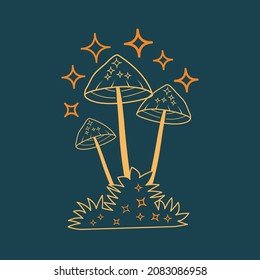 mystic boho magic mushrooms illustration