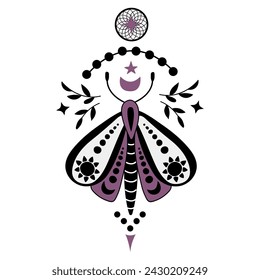 Mystic Butterfly. White background, isolate