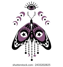 Mystic Butterfly. White background, isolate
