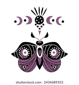 Mystic Butterfly. White background, isolate
