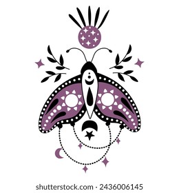 Mystic Butterfly. White background, isolate