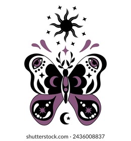 Mariposa Mística. Fondo blanco, aislar