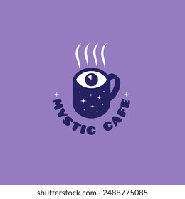 Mystic cafe logo design template. Vector illustration.