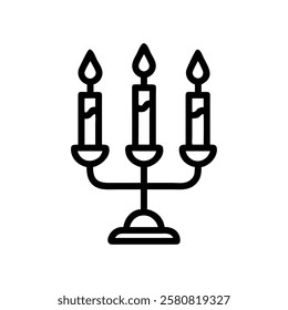 Mystic candelabra ritual light line art isolated vector