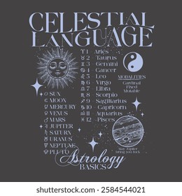 Mystic celestial astrlolgic symbol design
