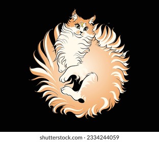 Gato místico celestial de la luna con forma solar